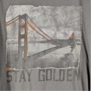 Junk Food T Shirt Mens M Stay Golden Graphic Tee Golden Gate Bridge USA Cotton